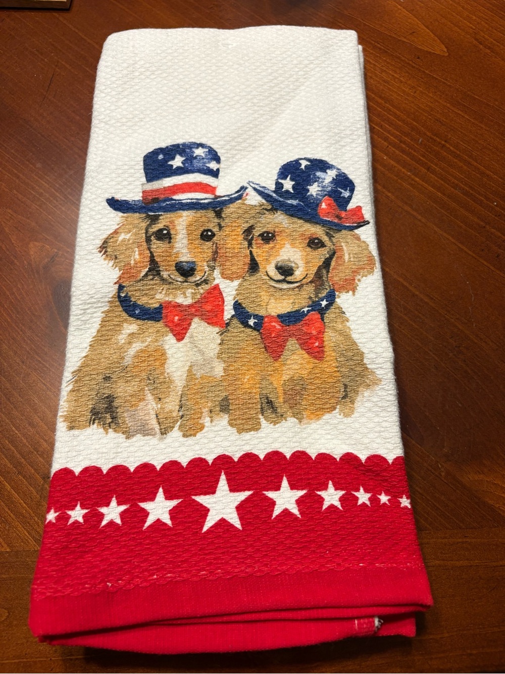 Patriotic Dachshund Kitchen Towel with Red, White & Blue